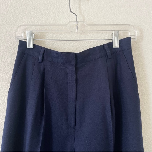 Vintage Doncaster Wool Trousers/Slacks Navy Blue High Waisted Pleated Size 10 - Picture 3 of 13